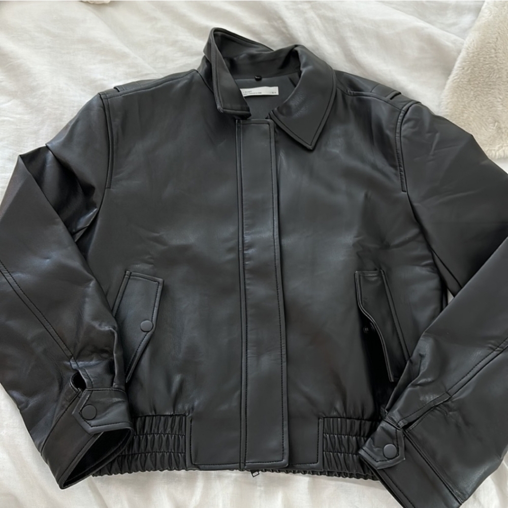 Oak + Fort Lined Vegan Leather Bomber - Worn Once